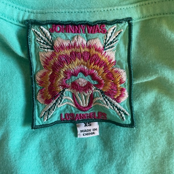 Johnny Was Turquoise Embroidered Short Sleeve Top - Picture 11 of 11